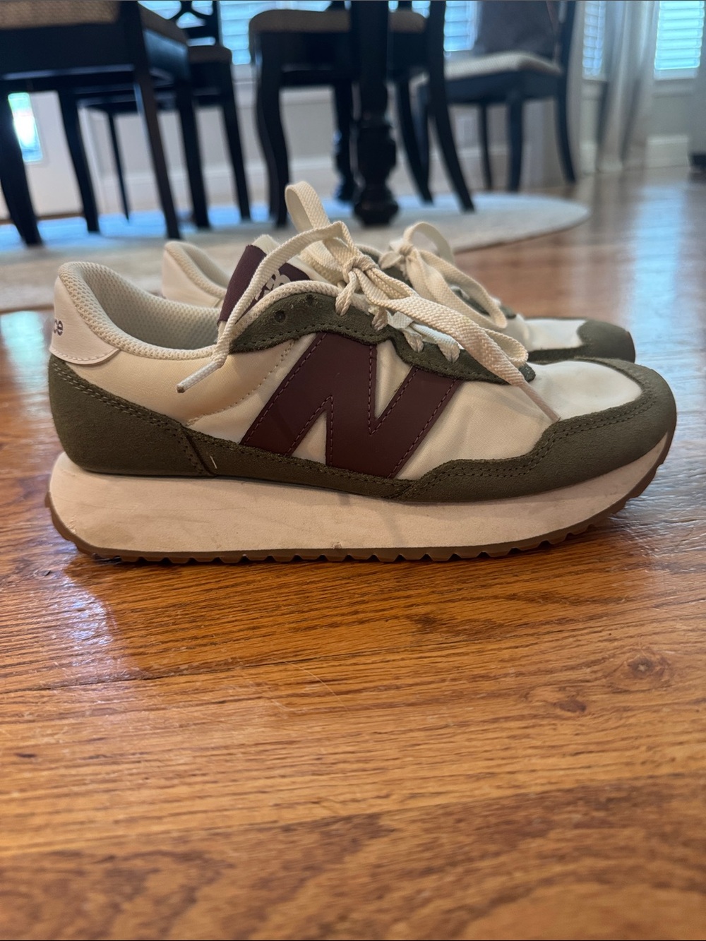 New Balance Women’s Olive Green and Burgundy Casual Sneaker